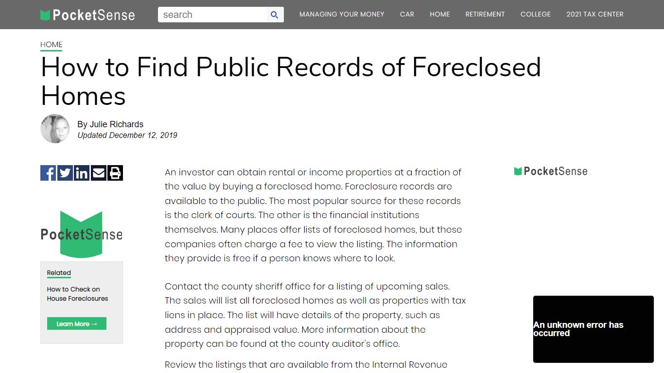 How to Find Public Records of Foreclosed Homes | Pocketsense